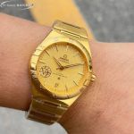 V Factory Omega Constellation 41mm 8900/8901 Movement Gold Strap Gold Dial Watch with Date Window